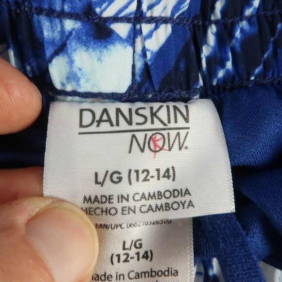 DANSKIN BLUE TIE DYE PRINT RUNNING SHORT WITH BUILT IN UNDERWEAR SIZE LARGE - Picture 2 of 7
